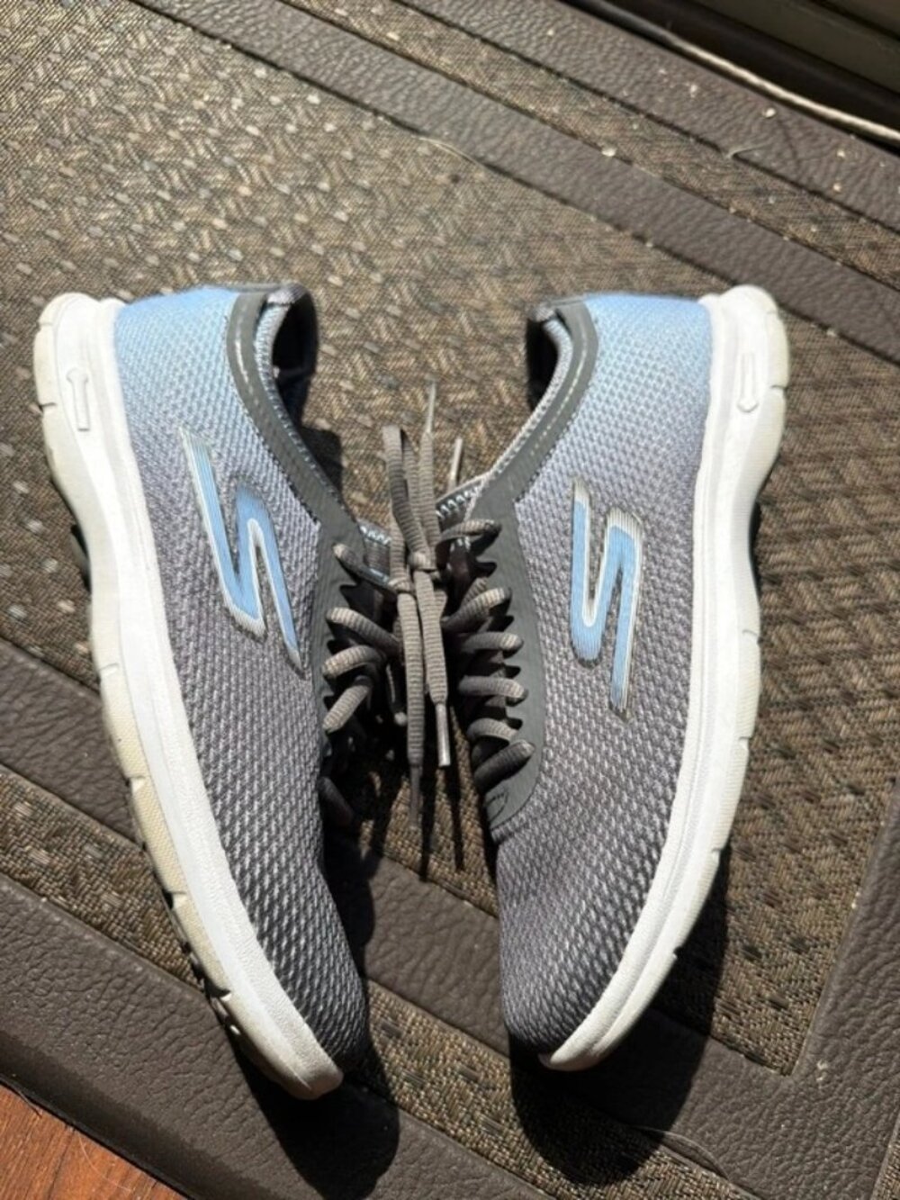 Skechers SN 14346 Quick-Fit Sneakers Grey Blue Womens US 7.5 UK 4.5 EU 37.5